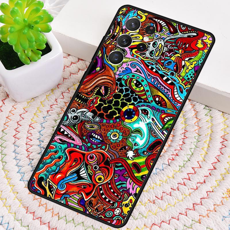 Colourful Psychedelic Trippy Art Phone Case for Samsung Galaxy note 10 pro S26 Ultra S23 S24 FE S25 S21 S22 PLUS shockproof Cove