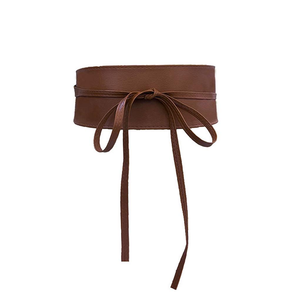 

Ремень для женщин с бантом из искусственной кожи, обхватывающий пояс в стиле оби, черный пояс-кушак, коричневый женский широкий пояс-корсет