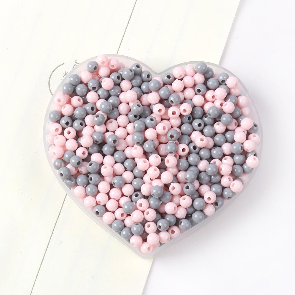 42-Color Acrylic Solid Color Round Beads Rice Beads Handmade Diy Beaded Loose Beads Bracelet Necklace Jewelry Material 3/4Mm