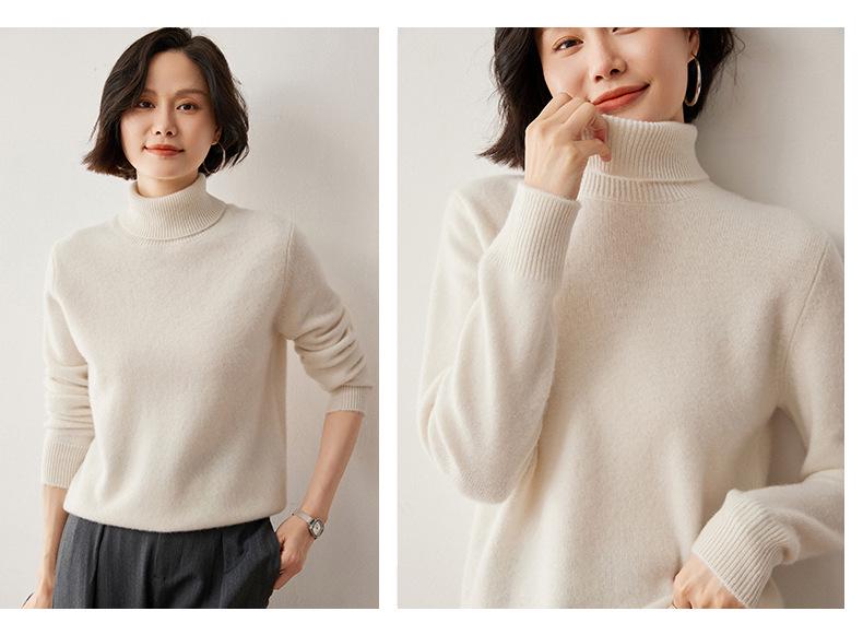 2024 Autumn/Winter Women's Cashmere High Neck Loose Knit Pullover