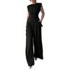 Women's 2-Piece Fashionable Casual Sleeveless Asymmetric Top And Wide-Leg Pants Set