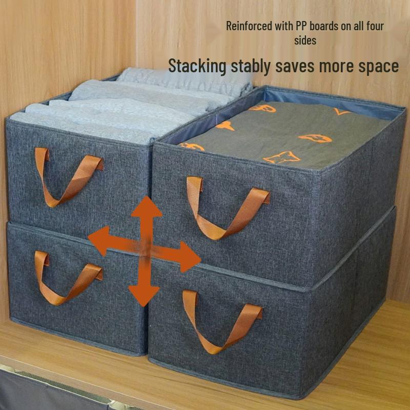 Stackable Wardrobe Organizer Box - Foldable Storage Basket for Clothes and Trousers