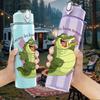 1PC Crown Crocodile Illustration 750ml Color Plastic Sports Water Bottle Leakproof Flip Straw Lid Suitable for Sports Office Home Use