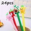 24pcs 0.5mm Cute Fruit Peach, Avocado Shaped Gel Pen Creative Silicone Head Stationery Silicone Head Gel Pen Signature Pen