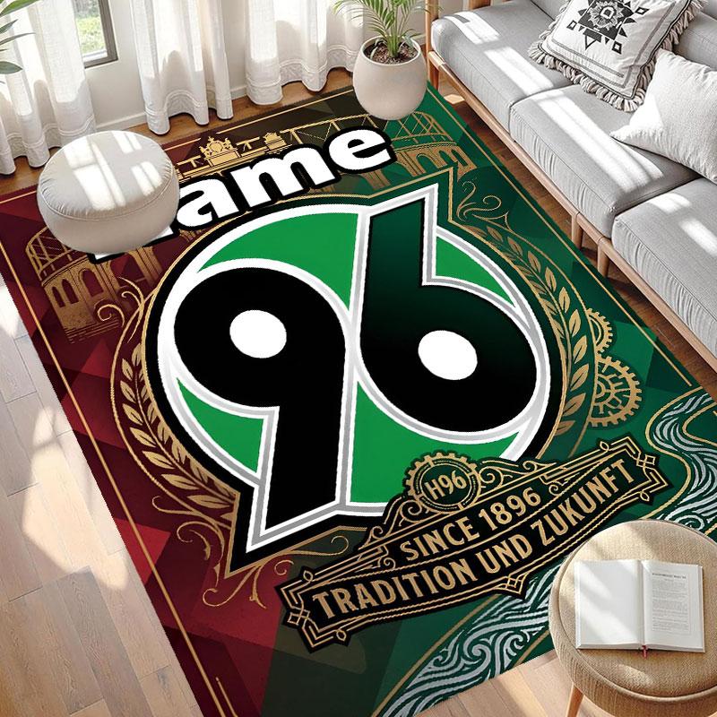 Custom Name Personalized Hannover 96 Football Print Carpet, Versatile Home Decor Rug, for Playroom, Apartment, Balcony, Entryway, Hallway Gift