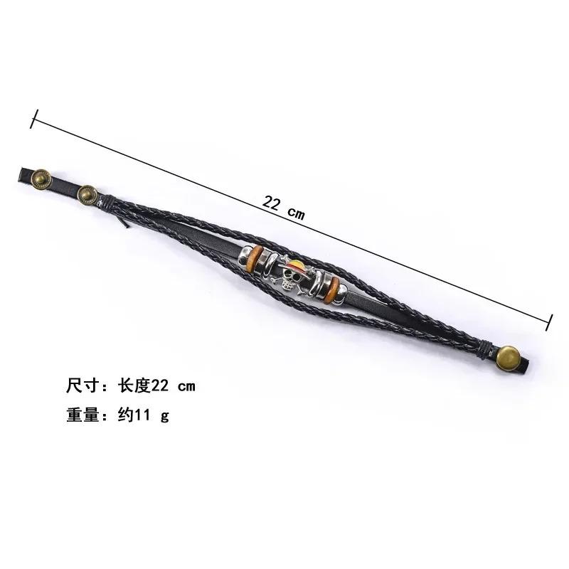 Anime One Piece Bracelet Luffy PU Bracelet Cosplay Accessories Straw Hat Pirate Jewelry Leather Bracelet Birthday Gifts