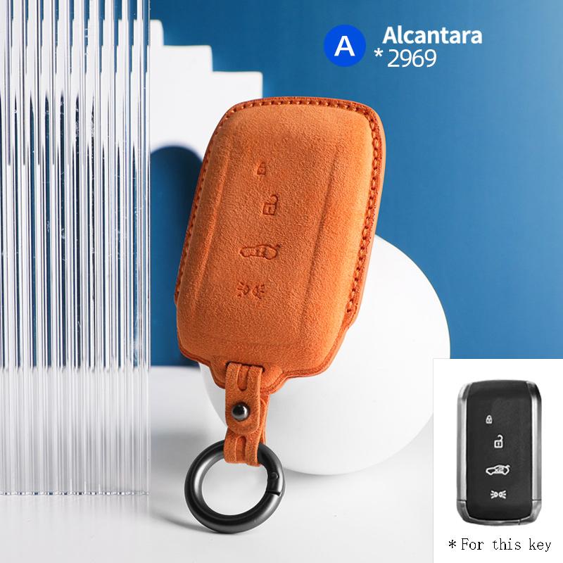 suede Car Key Case Cover 4 buttons Keychain F For Maserati 2023 Grecale Levante GT auto Accessories