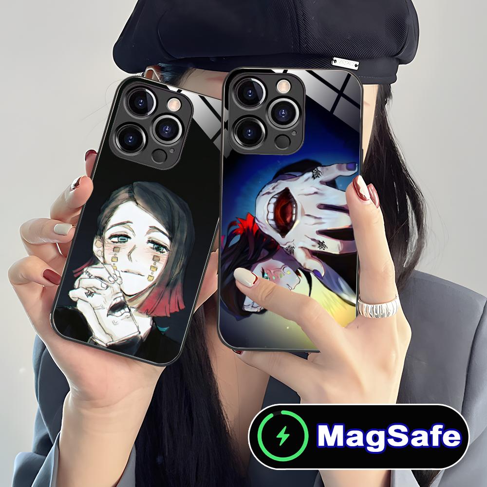 Demon Slayer Enmu Tamio Phone Case for iPhone 16 15 14 13 12 11 Pro Max Plus Mini MagSafe Glass Colour Printing Luxury Cover