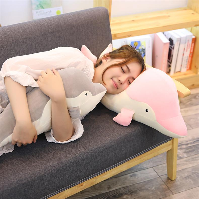 Custom 2025 Cute Giant Dolphin Pillow Soft Dolphin Plush Toy for Kids Dolphin Plush Toy Plush Animal Stuffed Toys