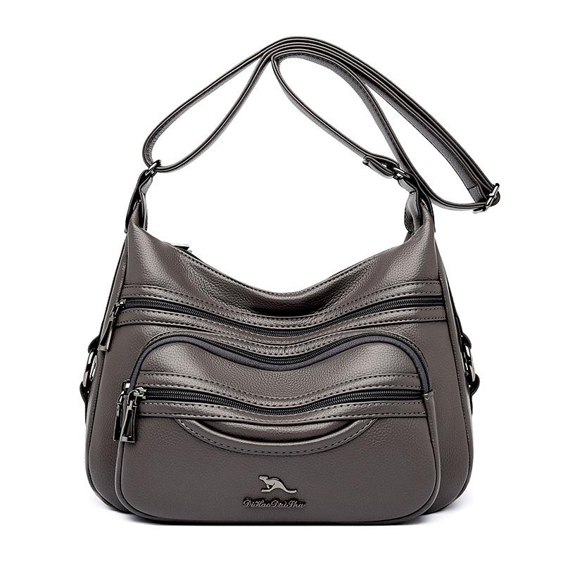 

Emgrand Kangaroo bag Middle-aged mother bag Crossbody shoulder bag Women s soft leather bag 2025 new large-capacity gift for mother-in-law серый