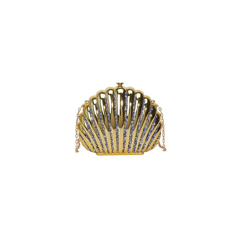 

Acrylic shell bag 2026 new rhinestone celebrity dinner bag fashion chain messenger box bag синий