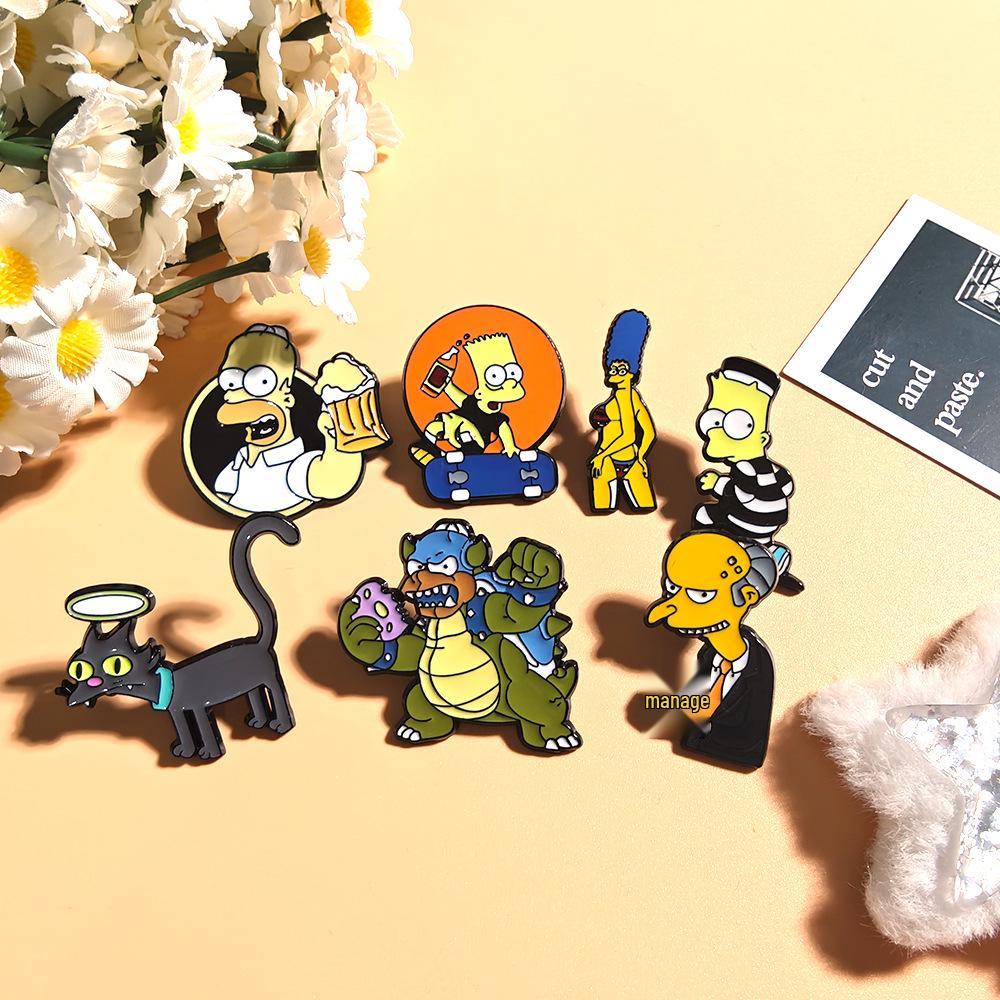The Simpsons Cartoon Brooch: Cute and Funny Metal Pin Badge for Clothing Decoration