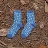 Women's Retro Blue Ethnic Style Mid-Calf Cotton Socks - Korean Fashion Artistic Design