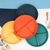 1Pc Divided Dish In 3 Diet Reusable Round Dinner Plate Kitchen Dinnerware Portion Plates For Adults 3 Compartments Microwave