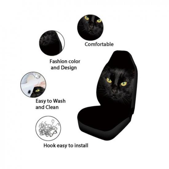 Car Black Cat Front Seat Cover Breathable Surround Cushion Protector Accessories