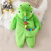 Funny Dragon Onesie Baby Dinosaur Costume, Full Front Zipper Pajamas, Hooded Romper for Boys Animal Jumpsuit Girls, Soft Polar Fleece Outfit Halloween