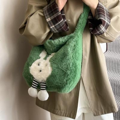 Bolsa de pelúcia bolsa transversal grande capacidade feminina nova para o trabalho bolsa de ombro de alta qualidade bolsa tote de desenho animado bolsa para estudante e trabalhador