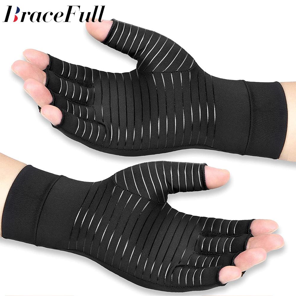 Copper Arthritis Gloves for Women Men Fingerless Compression Relief Hand Pain Swelling Carpal Tunnel Support Typing