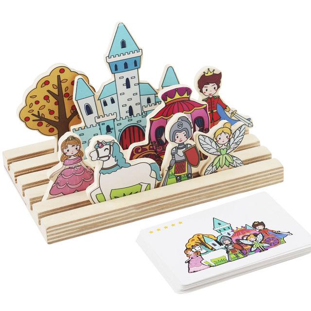 Wooden Montessori Kids Logical Thinking Game Shape Matching Toys 3d Puzzle Space Imagination Training Board Educational Toys