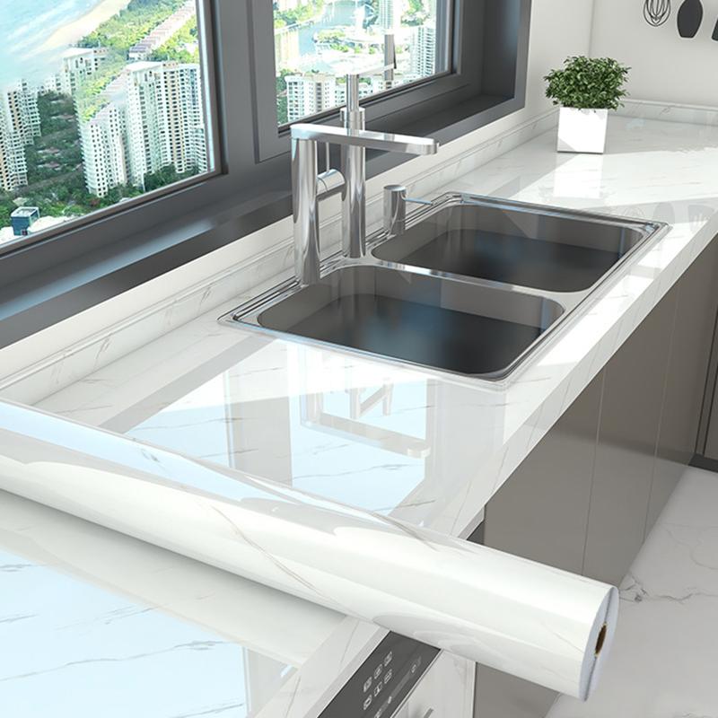 Marble Kitchen Self-adhesive Oilproof Tile Wallpaper Moisture-Proof Countertop Pantry Sticker Bathroom Waterproof Wall Stickers