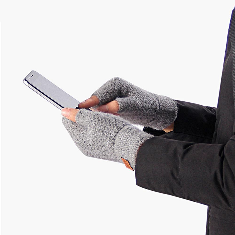 Winter Fingerless Gloves For Women Men Thick Elastic Knitted Alpaca Wool Warm Half Finger Mittens Outdoor Driving Gloves Unisex