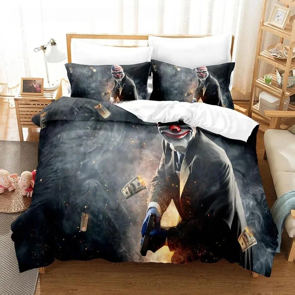 Game Payday Bedding Set Single Twin Full Queen King Size Bed Set Adult Boys Bedroom Duvet cover Sets Hip Hop Clown Anime Bed