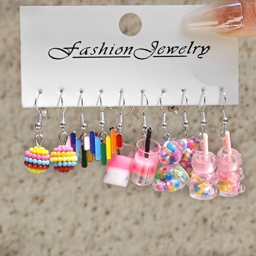 Multipurpose Milk Teas Shaped Earrings 11 Pcs Jewelry Accessory for Casual Wear To Festival Special Occasions Daily Use
