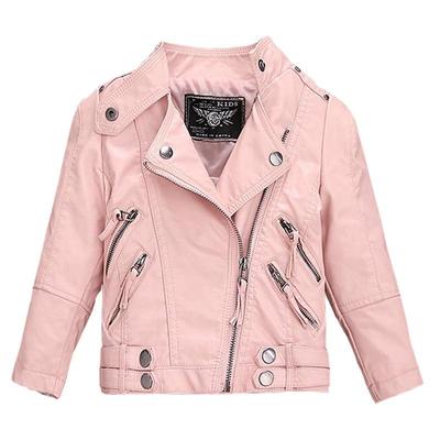 Filles vestes en cuir enfants automne hiver Plus velours manteaux coréen enfants Pu cuir col fermeture éclair mode manteaux