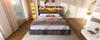 Upholstered Bed 140x200 Cm Hydraulic Storage & LED Headboard, 4 Charging Stations (USB/Type-C), Bed Slatted Base, Grey Linen Fabric (Without Mattress)