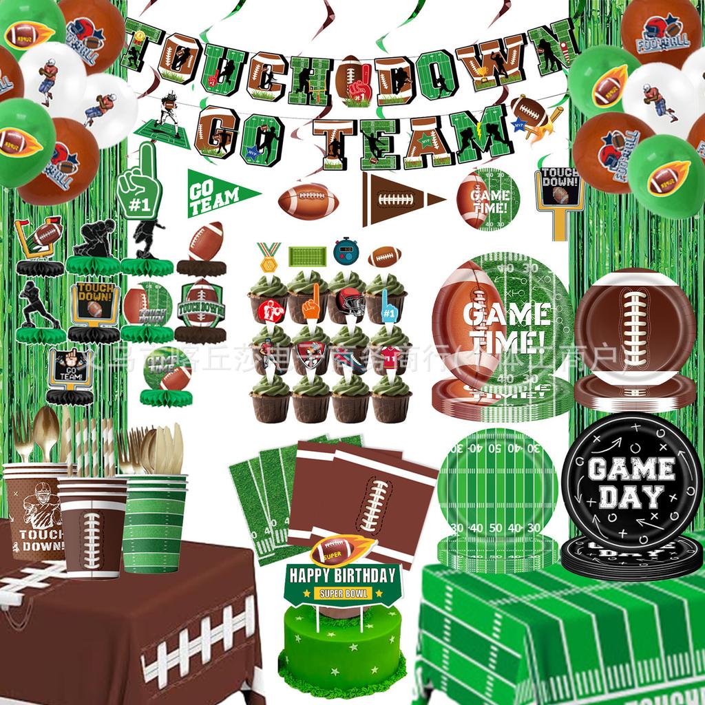 Super Bowl Football Party Supplies American Football Children'S Birthday Party Tableware Tablecloth Paper Plates Tissue Decoration