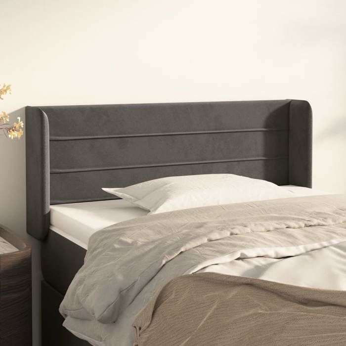 Maison Exclusive - Tête de lit avec oreilles Gris foncé 93x16x78/88 cm Velours