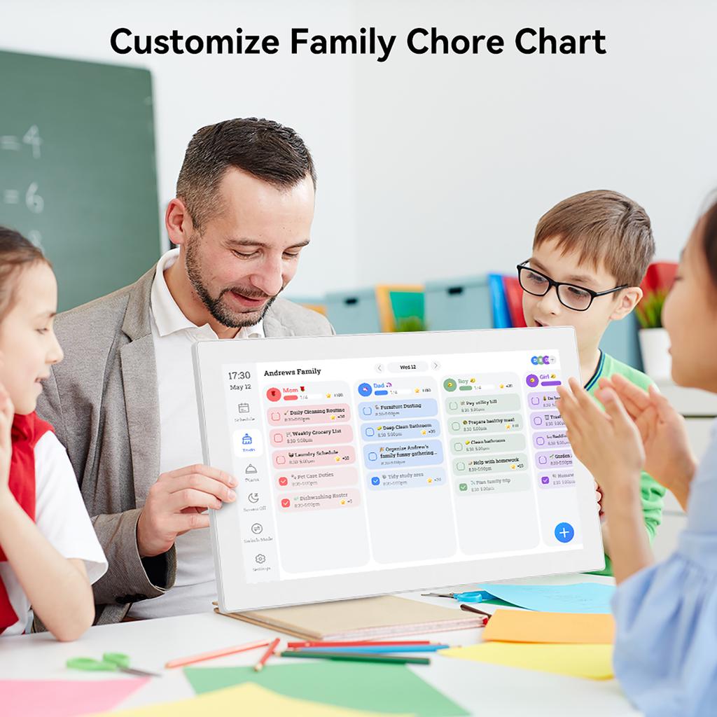 Calendario Digitale 15,6 pollici 1080P Full HD Touch Screen Interattivo Supporto da Parete/Scrivania per Pianificazione Senza Interruzioni Smart Family Planner