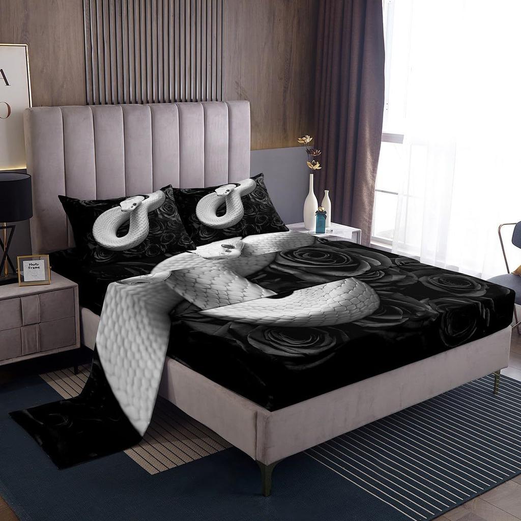 Dog Footprint Bone Pattern Bed Hat Four-piece Bedding Set Bedroom Dormitory Bedding Decoration