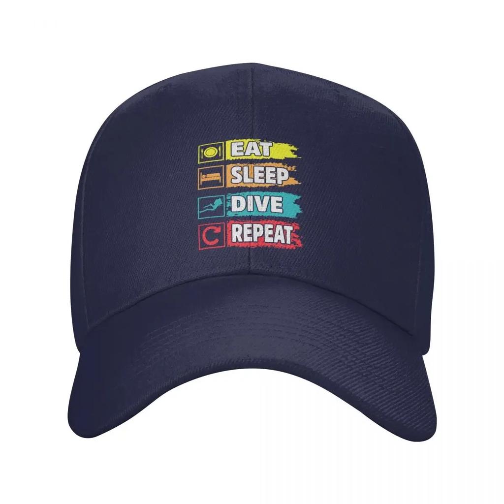 Custom Fashion Eat Sleep Dive Repeat Baseball Cap for Unisex Women Adjustable Diver Quote Dad Hat PerforUnisexce Snapback Hats