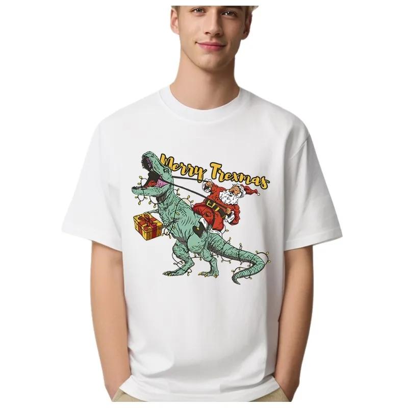 

Harajuku Casual Riding Dinosaur T Shirt Men Hip Hop Streetwear Harajuku Funny T-Shirt Summer Short Sleeve Cotton Print Tshirts XXXXXL белый