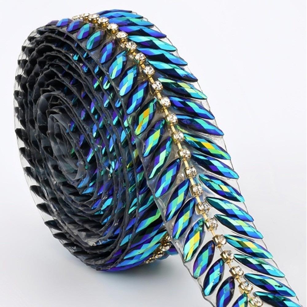1Yard Rhinestone Ribbon Hot Fix Rhinestone Trim DIY Repair Decoration Trim Beaded Lace Trim Glue on Resin Rhinestone Ribbon