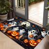 1pc, 2D Flat Printed Halloween Pumpkin Doormat, Non-Slip Machine Washable Easy-to-Clean Polyester Mat, Suitable for Home and Outdoor Decoration, Ideal