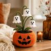 Knitted Halloween Potted Plant Decor, Ready to Display Tabletop Decoration for Seasonal Home