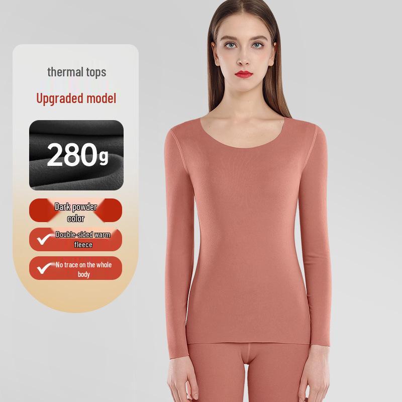 Velvet Women's Seamless Thermal Fleece-Lined Underwear Set for Autumn Winter
