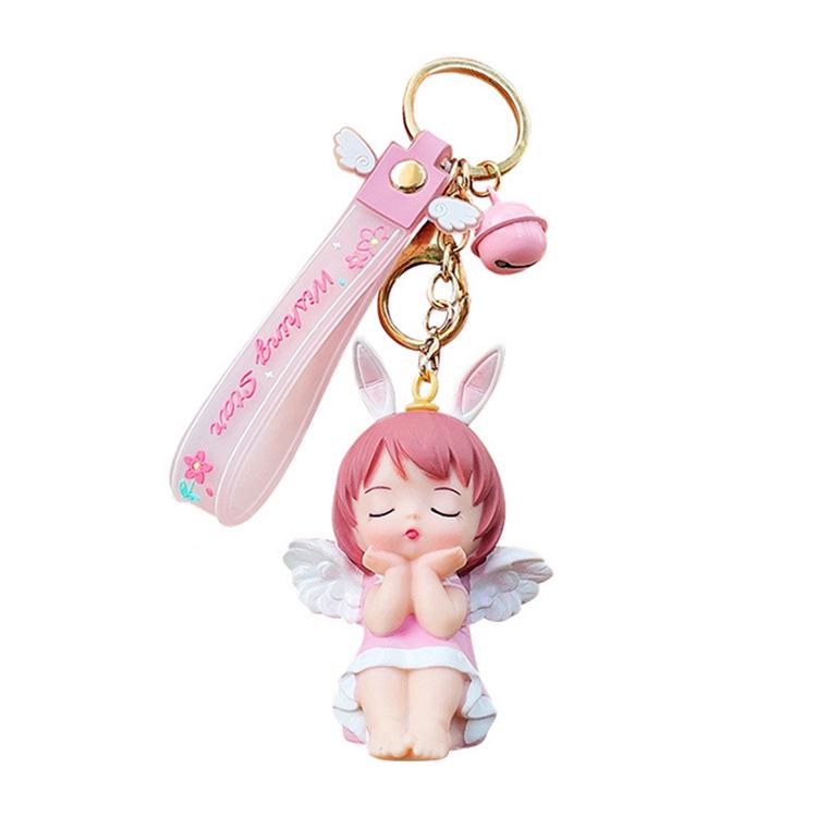 Anne Cute Cartoon Girl Keychain with Bell - Student Bag or Car Pendant, Qixi Festival Gift
