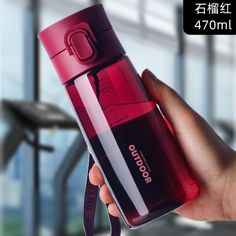 Tritan Sports Water Bottle with Flip Top Lid, Leakproof Portable Outdoor Drinking Cup with Scale & Lanyard for Gym Travel Workout