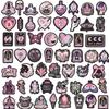 50 Creative Black Pink Gothic Retro Stickers for Phone Cases and DIY Decorations