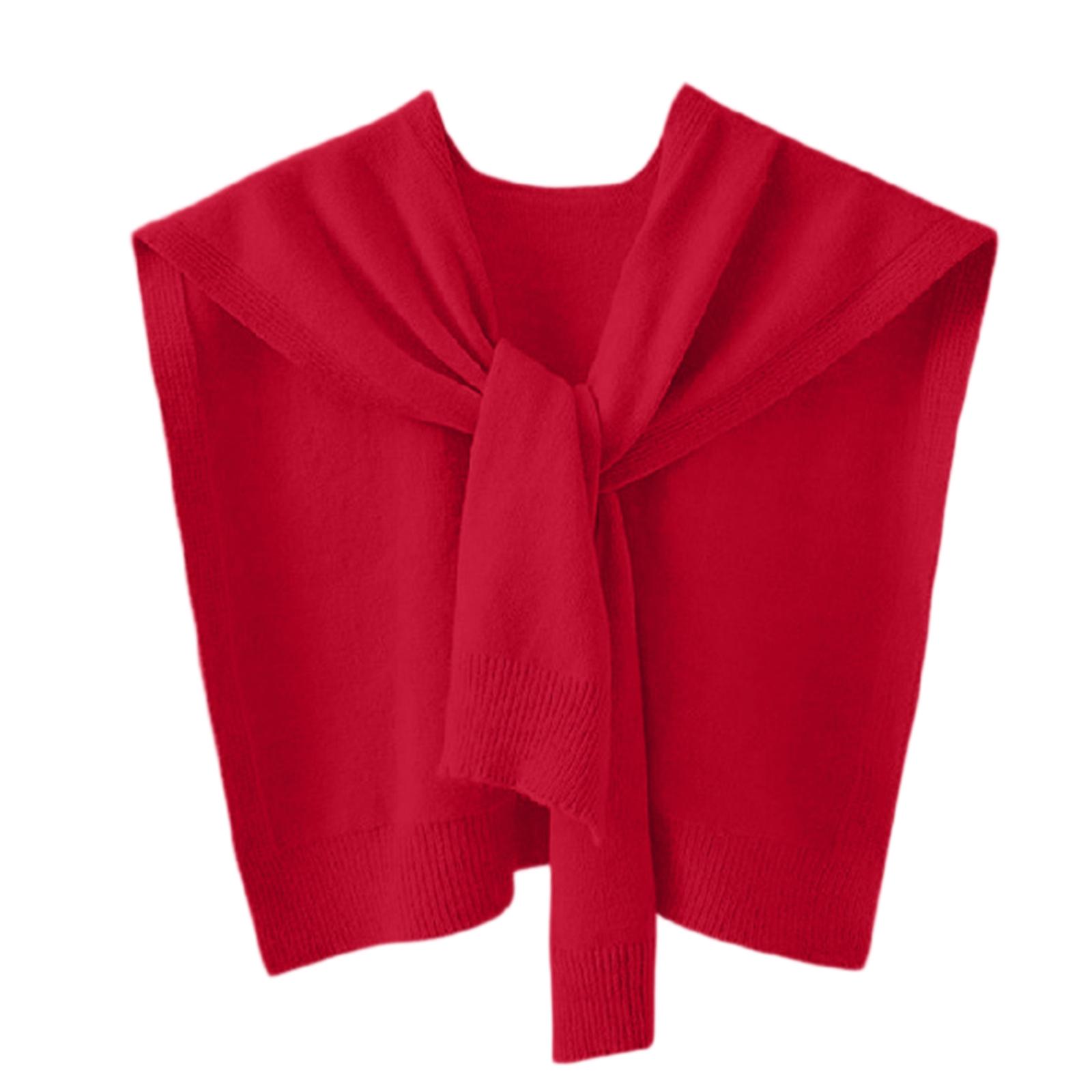 

Женская модная однотонная вязаная накидка в западном стиле One Size красный