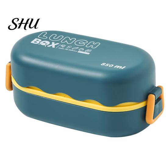 Lunch Food Box Bento Waterproof Good Sealing Double Layer Large Capacity Multifunction School Kids Container with Spoon Daily Use Storage