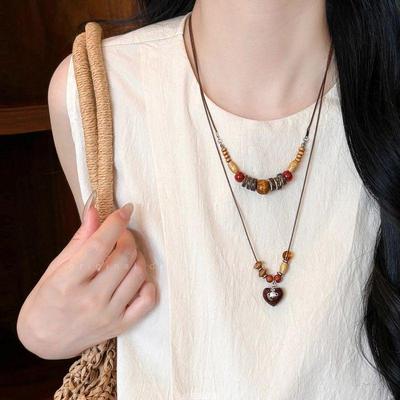 Fashionable Ethnic Retro Beaded Pendant Necklace for Women