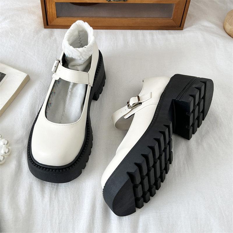 Lolita Shoes Women Japanese Style Mary Jane Shoes Women Vintage Shallow High Heels Chunky Platform Shoes Cosplay Uniform Shoes