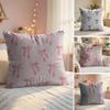 Pink Bow Cushion Cover Natural Linen Organic Fabric DoubleSided Printing Couch Pillow Covers Home Decor