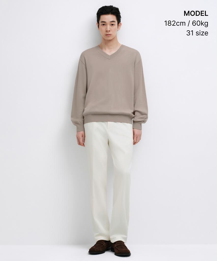 Musinsa Standard Semi-Wide Hidden Elastic Waist Slacks [Cream]