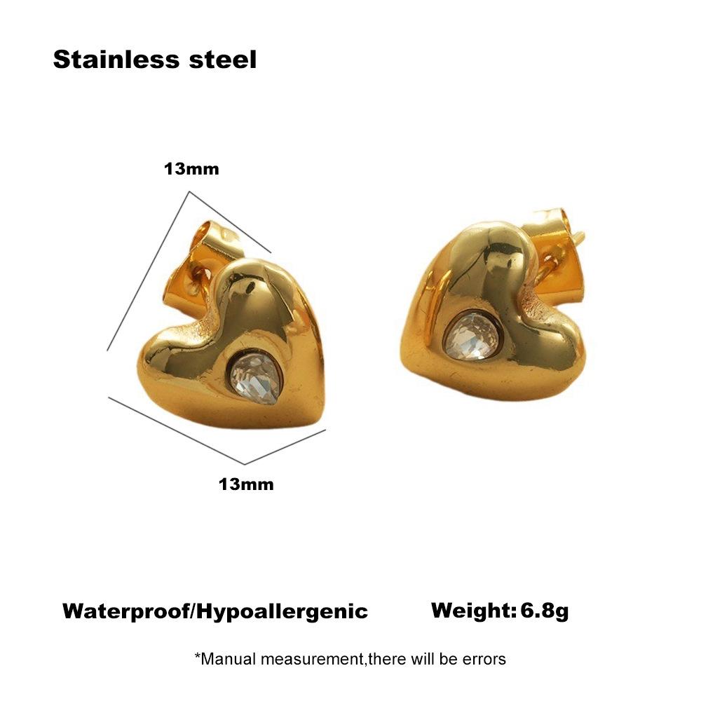 Heart Pleated Stainless Steel Fashion Earrings - High-End, European and American Style, Versatile and Trendy for Women.