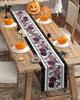 Halloween Skull Rose Crow Linen Table Runners Holiday Party Decor Reusable Kitchen Dining Table Runner Halloween Decorations
